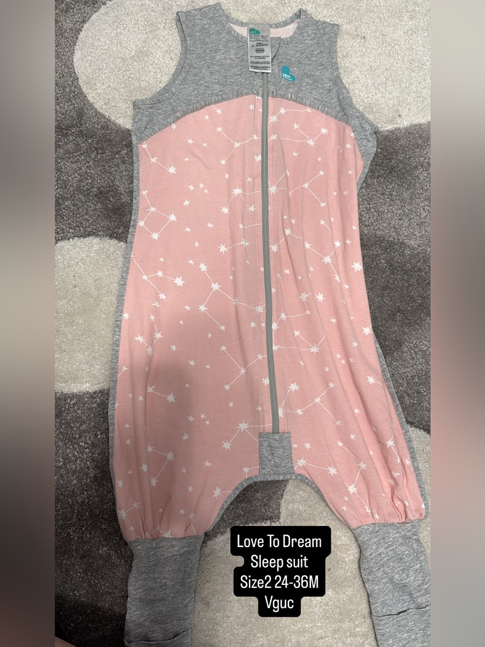 Love to dream Pink & Gray Star Constellation Sleep Suit